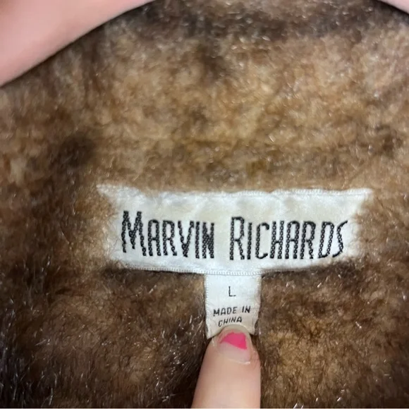 Marvin Richards Fur Lined Trucker Denim Jacket Size Large Vintage Y2K Country - Picture 6 of 16